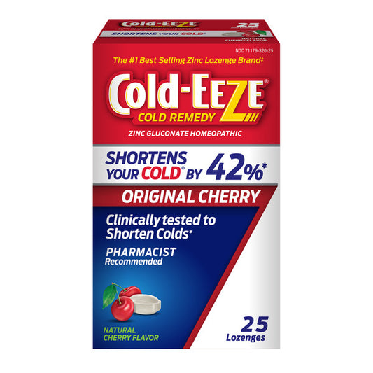 Cold-Eeze Natural Cherry Zinc Lozenges, Homeopathic Cold Remedy, Reduces Duration of the Common Cold, Sore Throat, Cough, Congestion and Post Nasal Drip, 25 Count