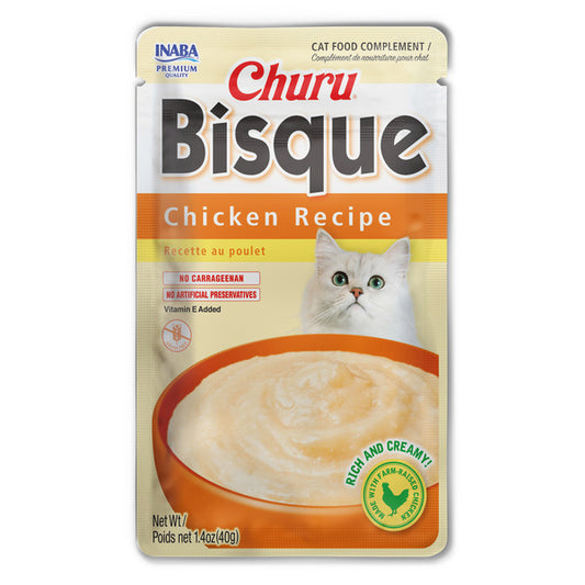 INABA Bisque Chicken Recipe, Creamy Lickable Puree Side Dish for Cats
