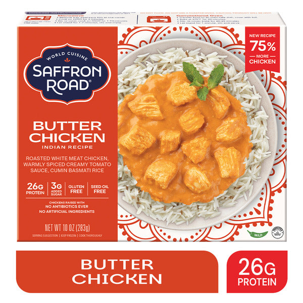 Saffron Road Butter Chicken, High Protein, No Seed Oil, Frozen Indian Meal