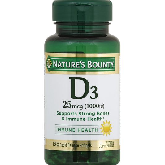 Nature's Bounty Vitamin D3, 25 mcg, Rapid Release Softgels