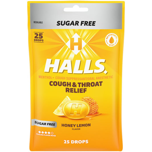 Halls Cough And Throat Relief Honey Lemon Sugar Free Cough Drops, Fsa/Hsa Eligible 2.73 oz