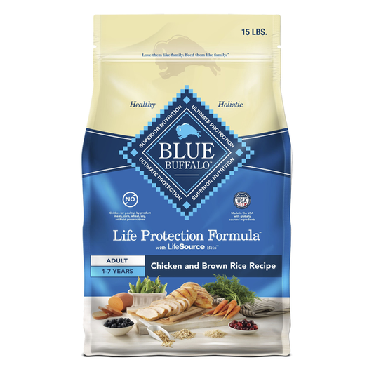 Blue Buffalo Life Protection Formula Adult Dry Dog Food, Chicken & Brown Rice Recipe, 15-lb Bag