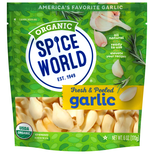 Spice World Organic Fresh & Peeled Garlic