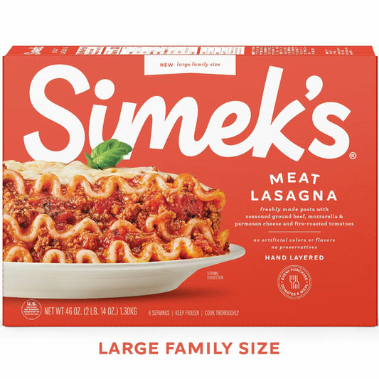 Simek's Meat Lasagna, Large Family Size Frozen Meal