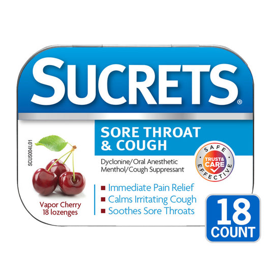 Sucrets Lozenges Sore Throat & Cough Vapor Cherry