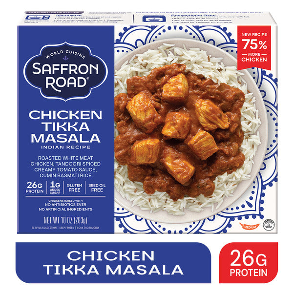 Saffron Road Chicken Tikka Masala High Protein No Seed Oil Frozen Indian Meal