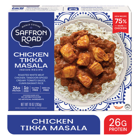 Saffron Road Chicken Tikka Masala High Protein No Seed Oil Frozen Indian Meal