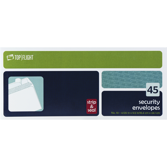 Top Flight Envelopes, Security - 4.125 Inch x 9.5 Inch No. 10