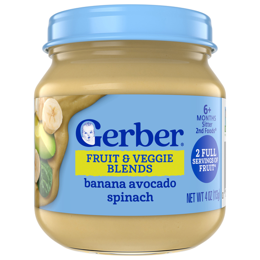 Gerber Sitter 2nd Foods (6+ Months) Banana Avocado Spinach Fruit & Veggie Blends
