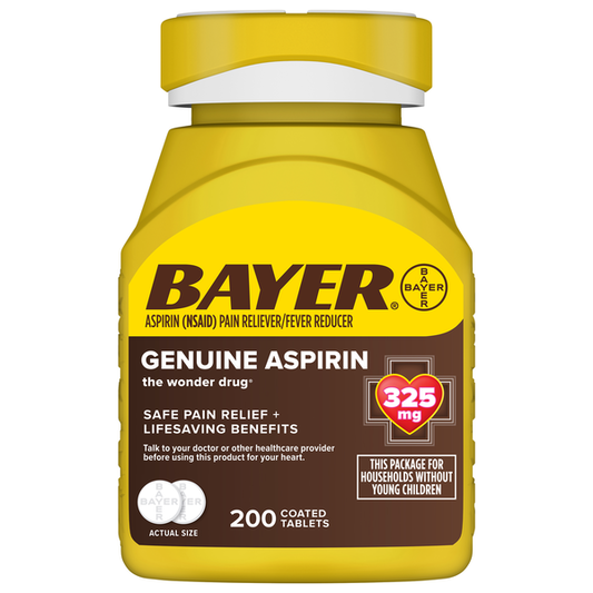 Bayer Coated Tablets 325 mg Genuine Aspirin