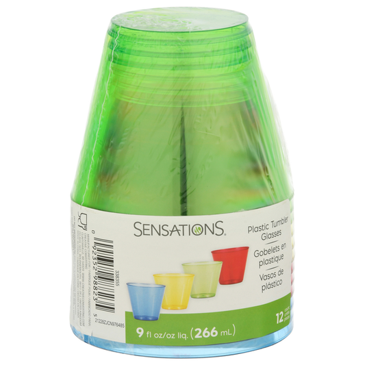 Sensations Tumbler Glasses, Plastic, 9 Fluid Ounce