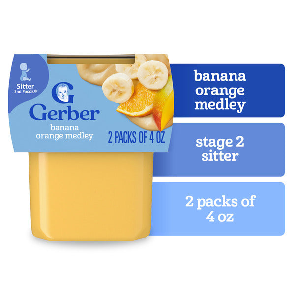 Gerber Stage 2 Baby Food Banana Orange Medley Puree Tub Baby Puree
