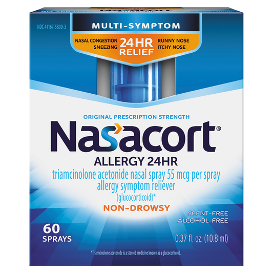 Nasacort 55 mcg Original Prescription Strength Non-Drowsy Multi-Symptom Allergy 24 Hr Nasal Spray