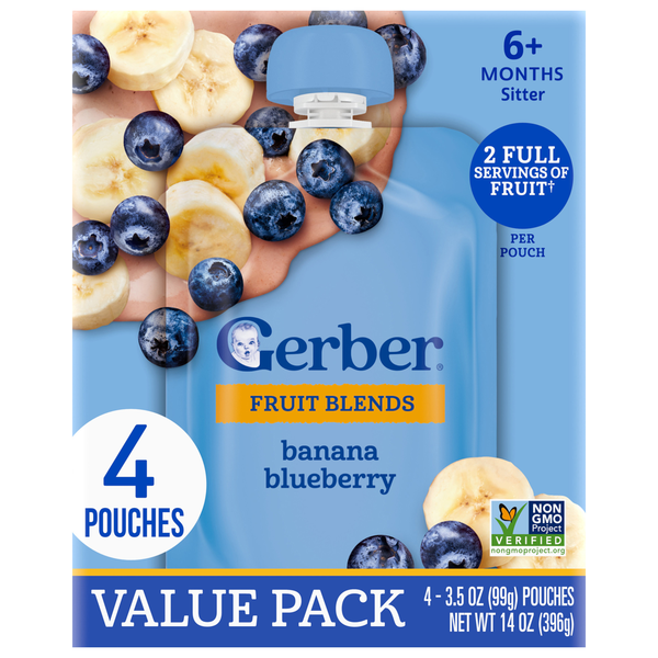 Gerber Sitter (6+ Months) Banana Blueberry Fruit Blends Value Pack