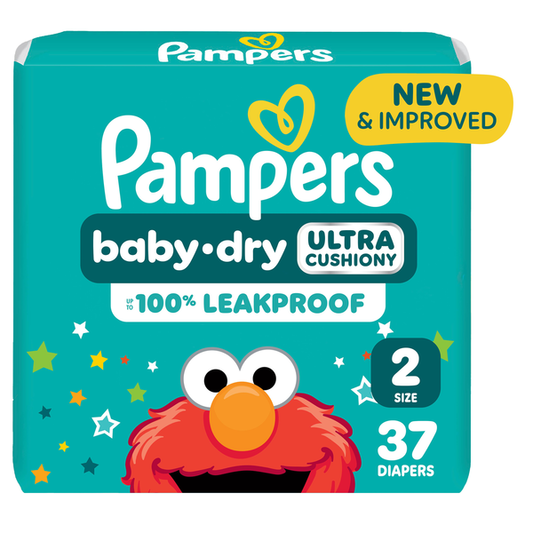 Pampers Baby Dry Diapers, Size 2 (10-22 lbs), Up to 100% leakproof disposable diaper