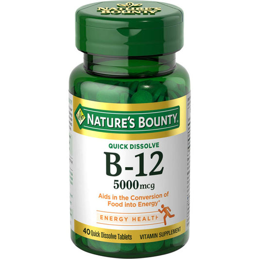 Nature's Bounty B-12, 5000 mcg, Quick Dissolve Tablets, Cherry Flavor