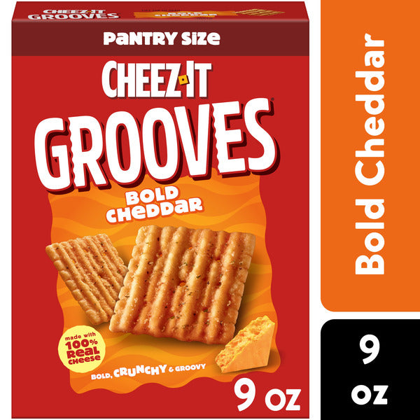 Cheez-It Grooves Bold Cheddar Cheese Crackers, Crunchy Snack Crackers