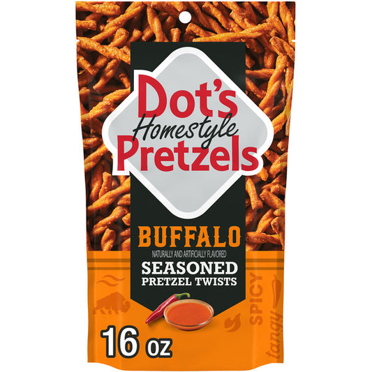 DOT'S Homestyle Pretzels Buffalo Flavored Seasoned Pretzel Twists Bag, 16 oz