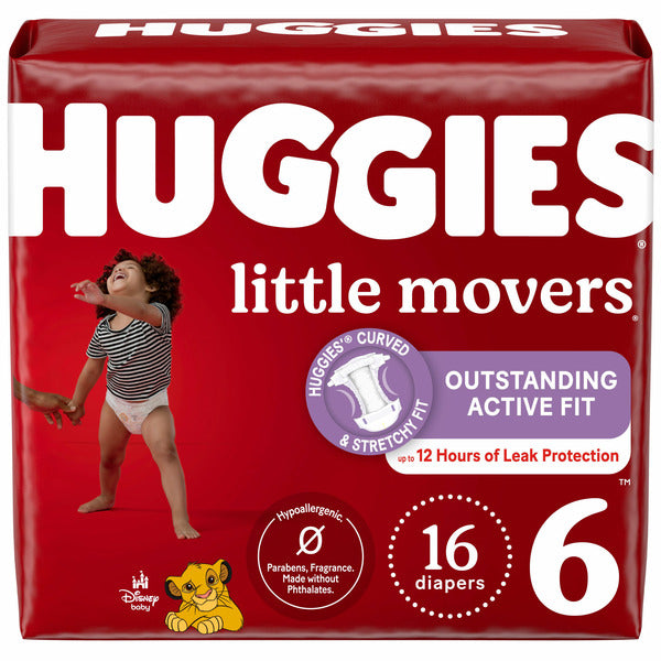 Huggies Little Movers Baby Diapers, Size 6 (35+ lbs)