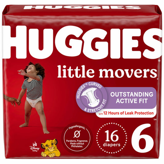 Huggies Little Movers Baby Diapers, Size 6 (35+ lbs)