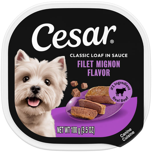 Cesar Loaf in Sauce Adult Wet Dog Food Filet Mignon Flavor, 3.5 oz. Tray