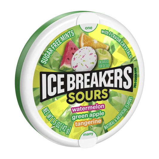 ICE BREAKERS Sours Assorted Fruit Flavored Sugar Free Mints Puck, 1.5 oz