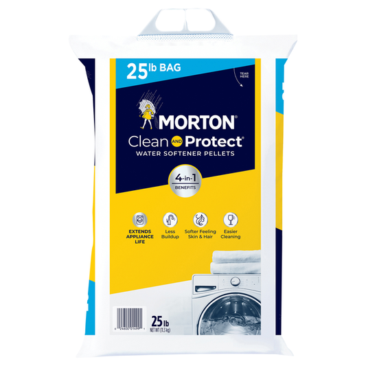 Morton Water Softener Salt prevents buildup, extending the life of pipes & appliances.