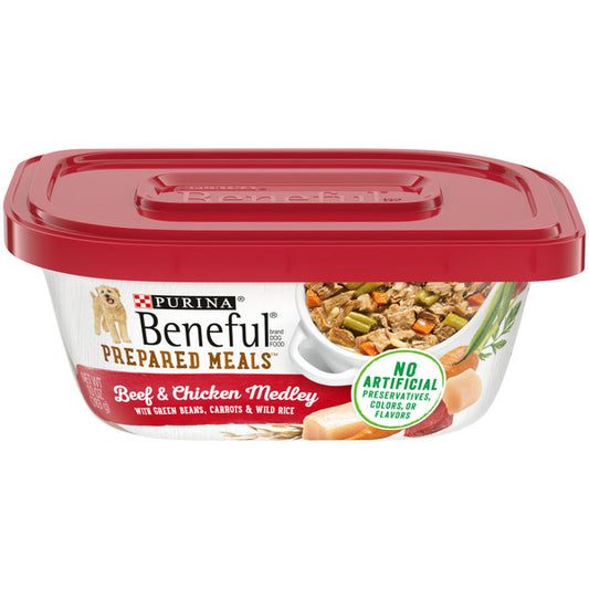 Purina Beneful High Protein, Wet Dog Food With Gravy, Prepared Meals Beef & Chicken Medley