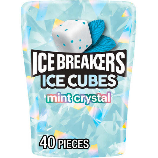 ICE BREAKERS Ice Cubes Mint Crystal Flavored Sugar Free Chewing Gum Bottle, 3.24 oz (40 Pieces)