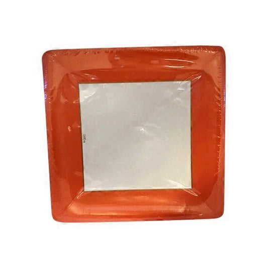 Caspari Dinner Plate Grosgrain Deep Orange