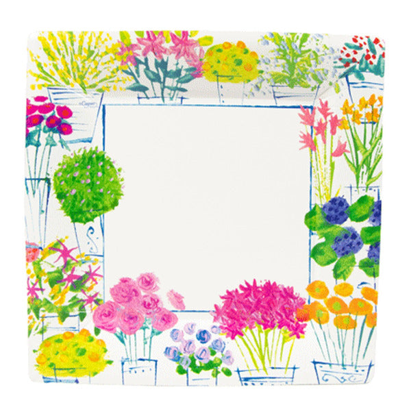 Caspari Flower Market, Square, Salad Plate, 7.5"