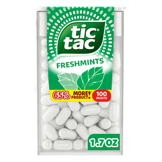 Tic Tac Freshmints, On-the-Go Breath Mints, Pocket-Sized Mints, 100 pieces, 1.7 oz Single Pack