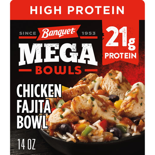 Banquet MEGA Bowls Chicken Fajita, High Protein Frozen Meal