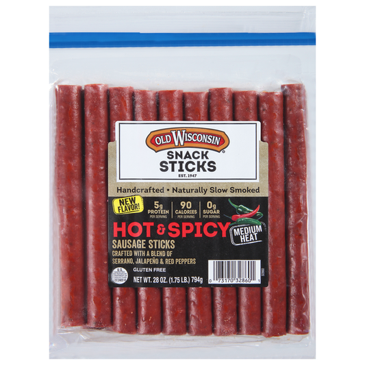 Old Wisconsin Sausage Sticks, Hot & Spicy, Medium Heat