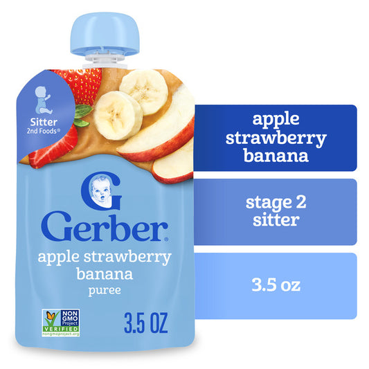 Gerber Stage 2 Baby Food Apple Strawberry Banana Puree Pouch
