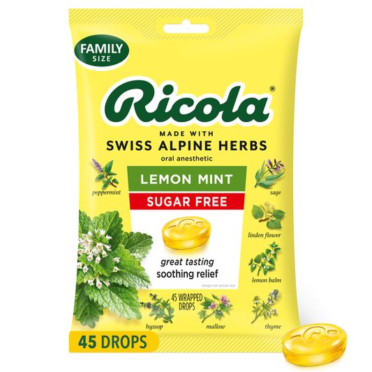 Ricola Sugar Free Lemon Mint Throat Drops - 45 count
