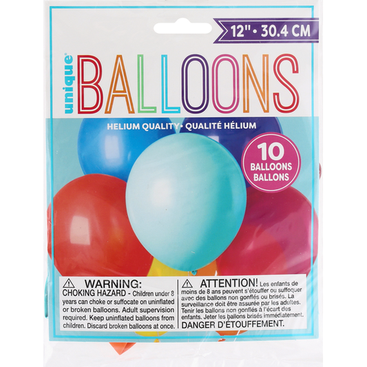 Unique Balloons, Assorted, 12 Inches