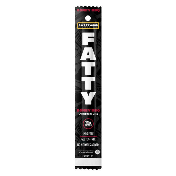 FATTY Meat Sticks, Grass-Fed Beef, 12g Protein Per Stick, Honey BBQ