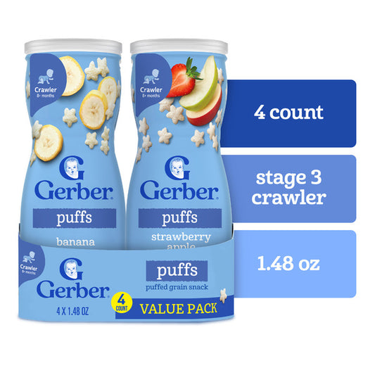 Gerber Puffs Banana & Strawberry Apple Value Pack