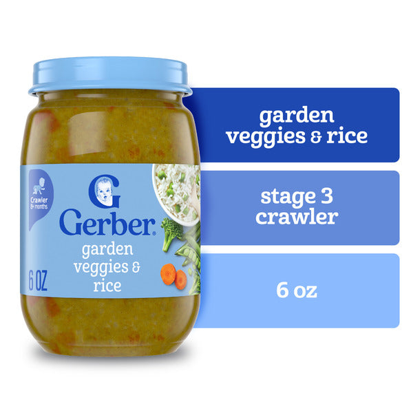 Gerber Stage 3 Garden Veggies & Rice Baby Food Non-GMO