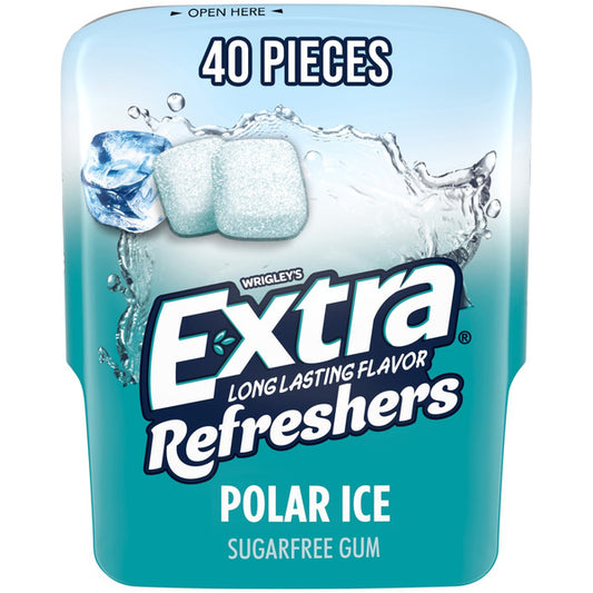 Extra Refreshers Polar Ice Sugar Free Chewing Gum Pieces Bottle