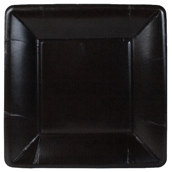 Caspari Grosgrain Border Black Square Salad/Dessert Plate, 8"