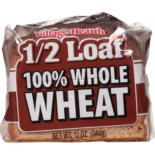 Village Hearth Bread, Half Loaf, 100% Whole Wheat