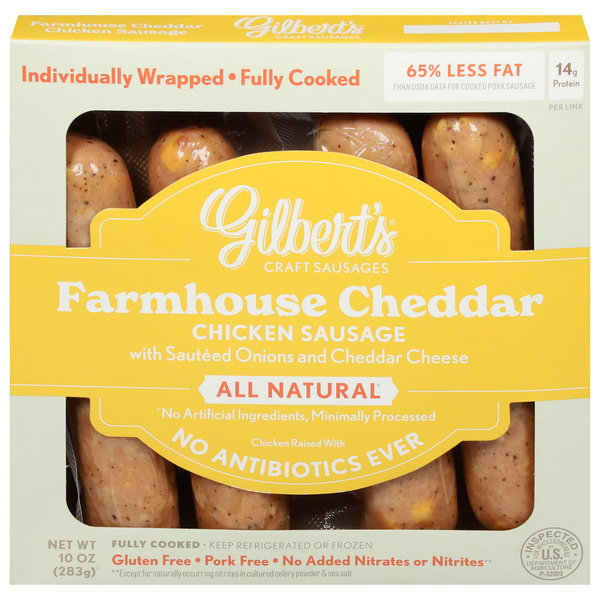 Gilbert's Craft Sausages Chicken Sausage, with Sauteed Onions and Cheddar Cheese, Farmhouse Cheddar
