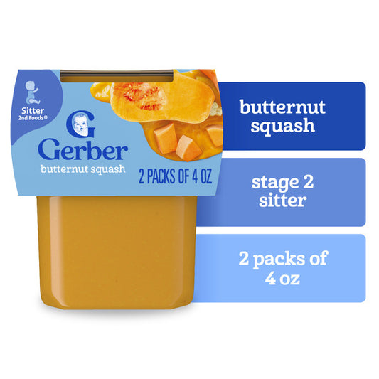 Gerber Stage 2 Baby Food Butternut Squash Puree Tubs