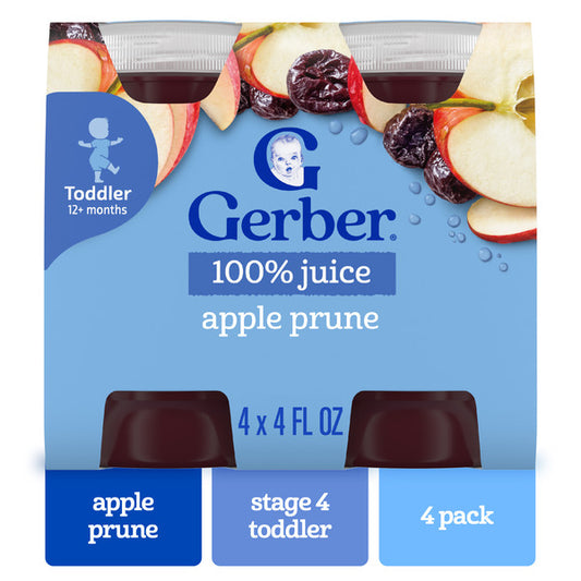 Gerber Apple Prune Juice Toddler Juice Toddler Drink Baby Prune Juice 12+ Months 4Pk