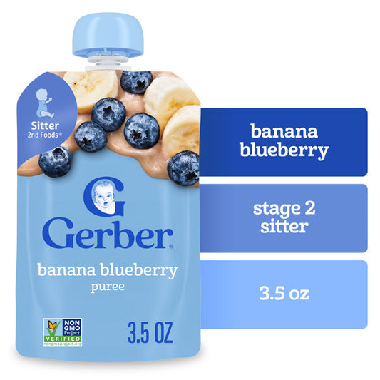 Gerber Stage 2 Baby Food Banana Blueberry Puree Pouch