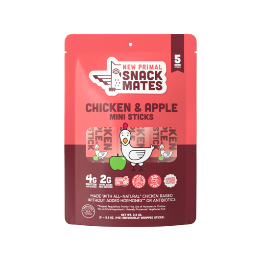 New Primal Snack Mates, Chicken & Apple, Mini Meat Sticks