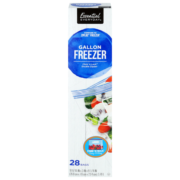 Essential Everyday Freezer Bags, Reclosable