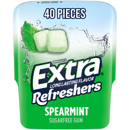 Extra Gum Refreshers Spearmint Sugar Free Chewing Gum Pieces Bottle